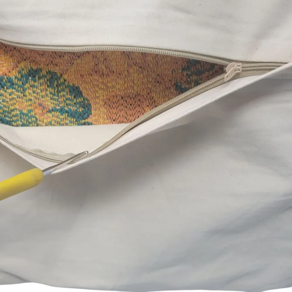 Vtg Needlepoint Tapestry Floral Pillow Zip Sham Case 13.75